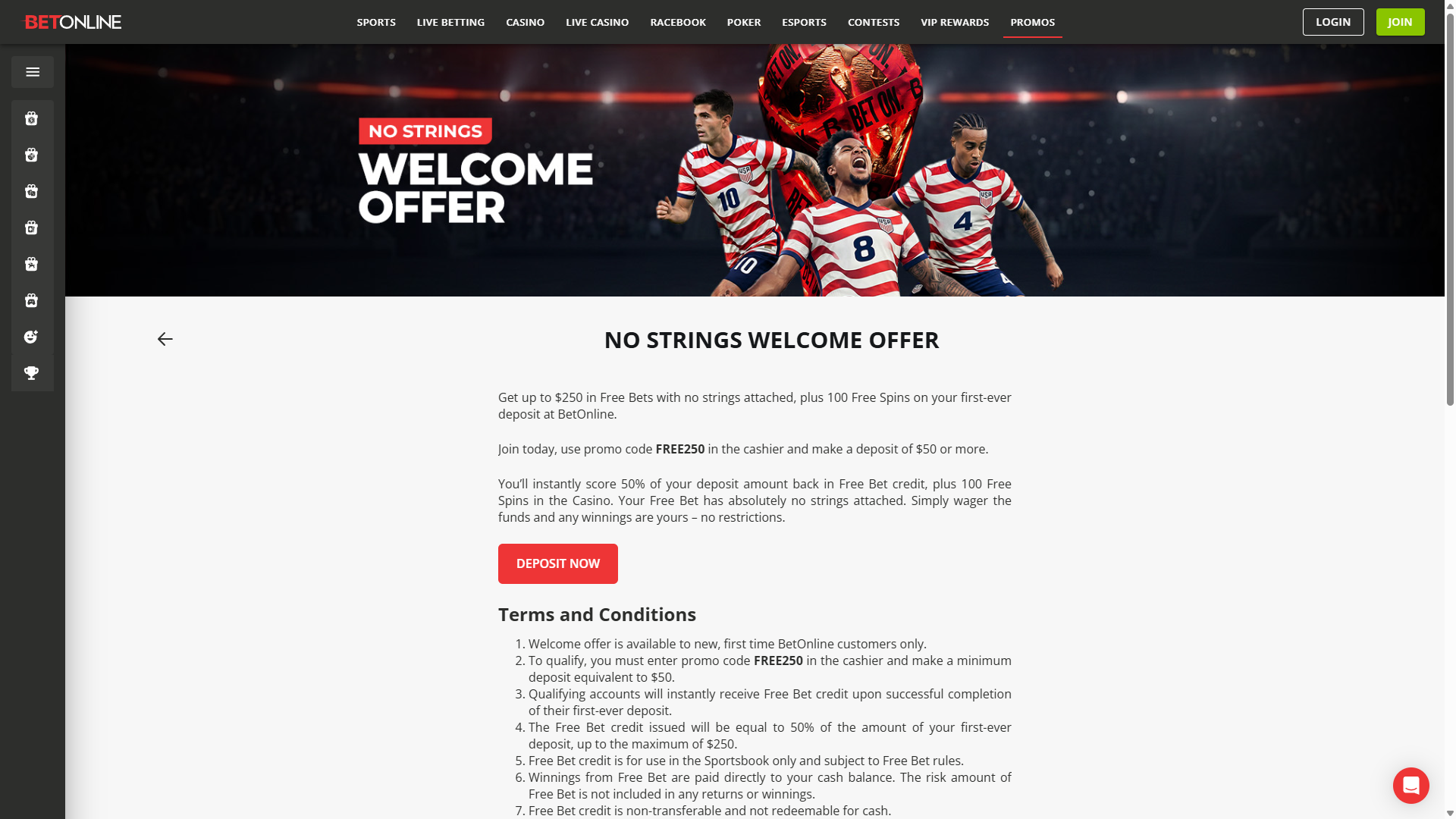 BetOnline No Strings Welcome Offer