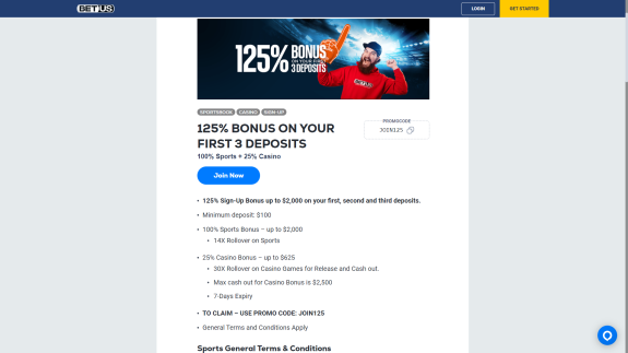 BetUS Sign Up Bonus