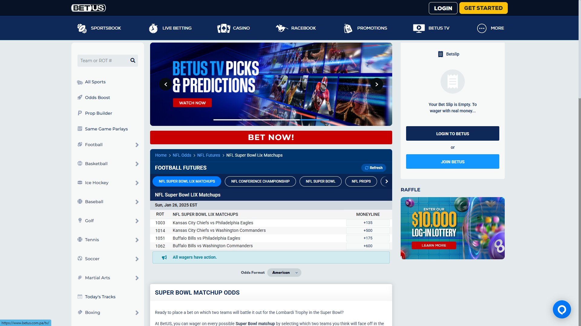 Odds in NFL