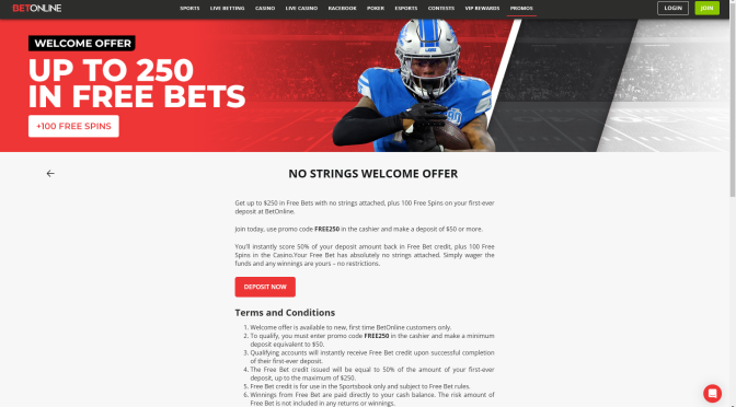 Claim $250 in Free Bets at BetOnline – No Catch!