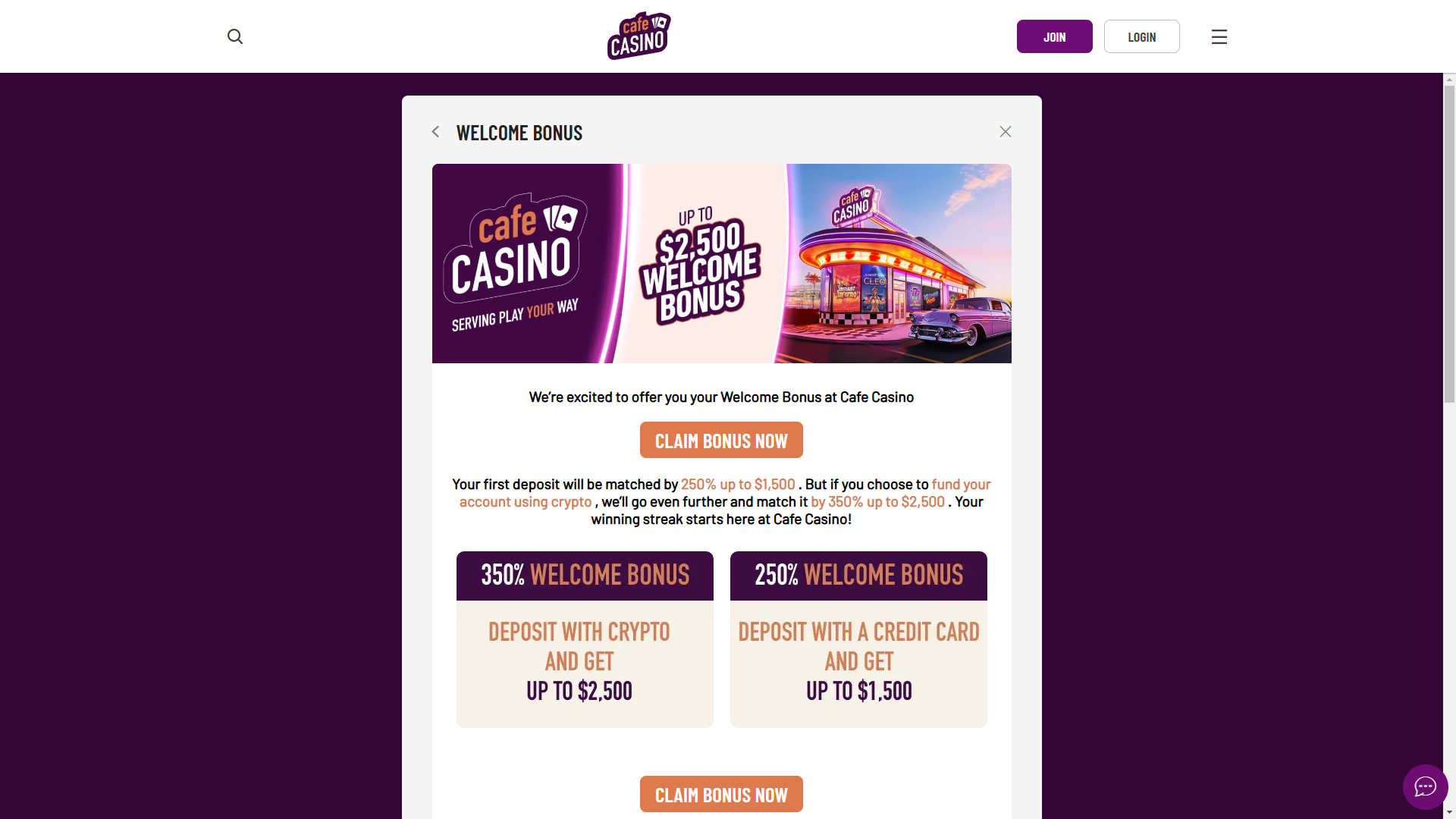 Cafe Casino (2025) Review: Get A 350% Bonus Here Today