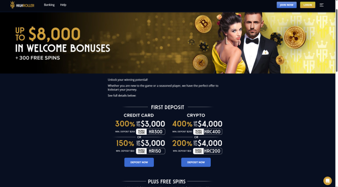 Unlock Up to $5,000 in Bonuses + 300 Free Spins at High Roller Casino