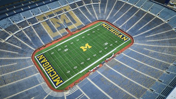 Michigan Stadium with Empty Blue Seating